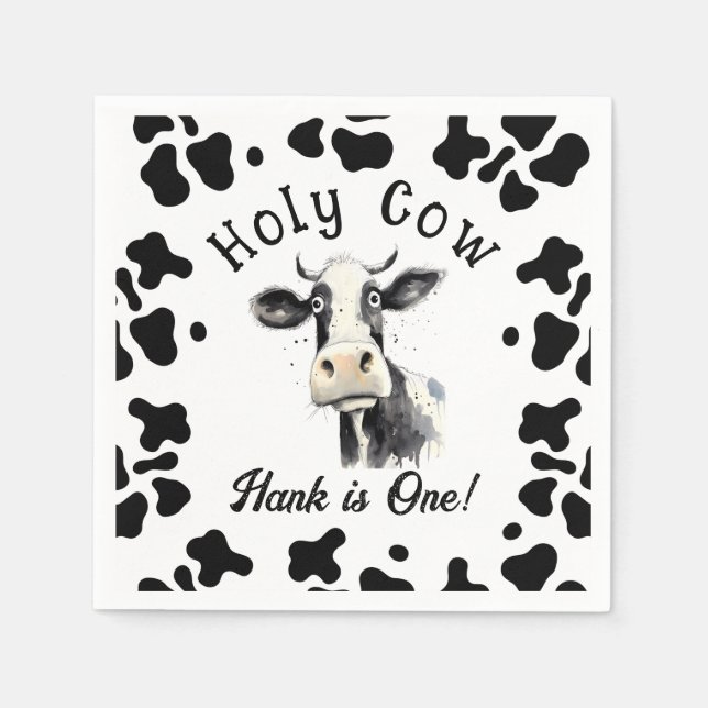 Serviette En Papier Couleur d'eau Saint-Vache 1er anniversaire (Devant)