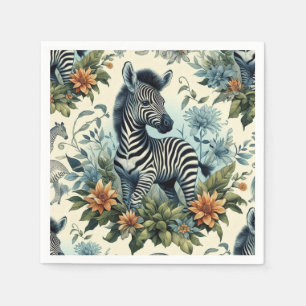 Serviette En Papier Couleur d'eau Vintage pour bébé Zebra