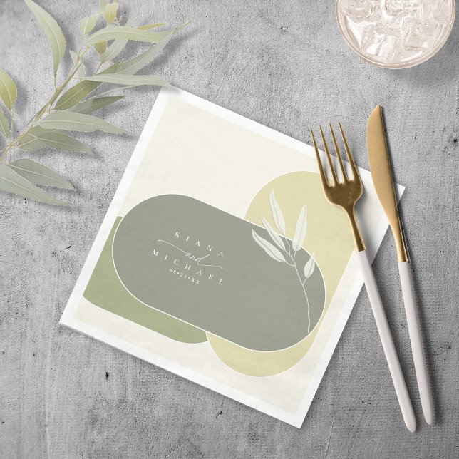 Serviette En Papier Couleur Eucalyptus tons Mariage Green2 ID901 Napki (Créateur téléchargé)