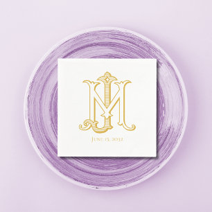 Serviette En Papier COULEUR MODIFICATIVE JM Monogramme MJ Monogramme N