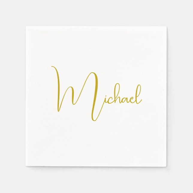 Serviette En Papier Couleur Or Élégant Design tendance Script unique (Devant)