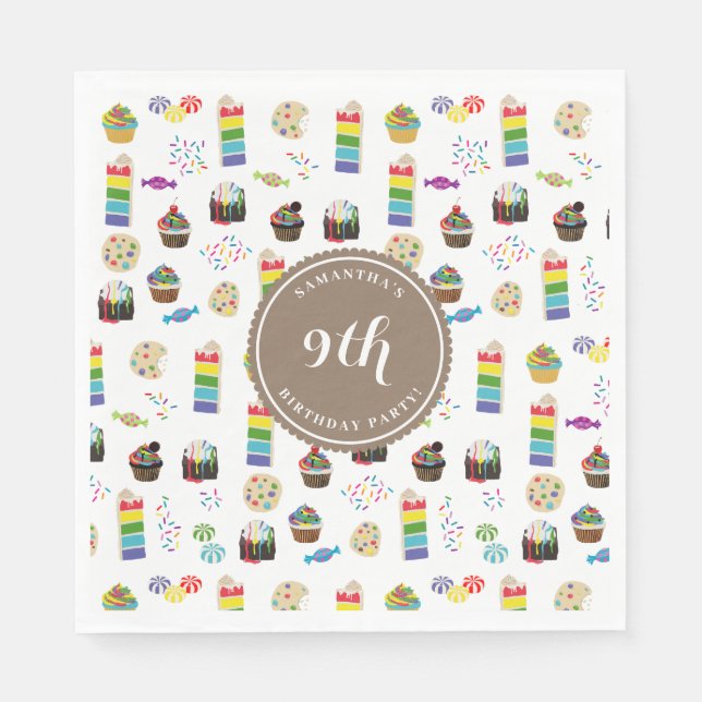 Serviette En Papier Couleur Rainbow Cake Sprinkles Anniversaire (Devant)