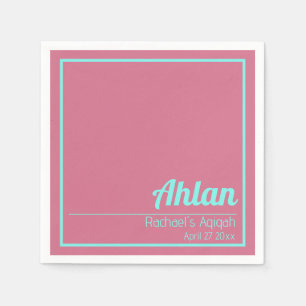 Serviette En Papier Couleur Turquoise rose uni Plaque, Baby shower Aqi
