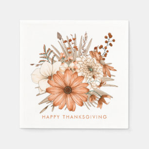 Serviette En Papier Couleurs automnales Florales Bon thanksgiving de f