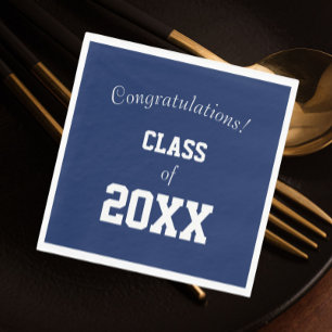 Serviette En Papier Couleurs de l'école bleu et blanc de la Marine