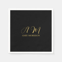 Couleurs d'or noir Monogramme Lettre initiale Nom