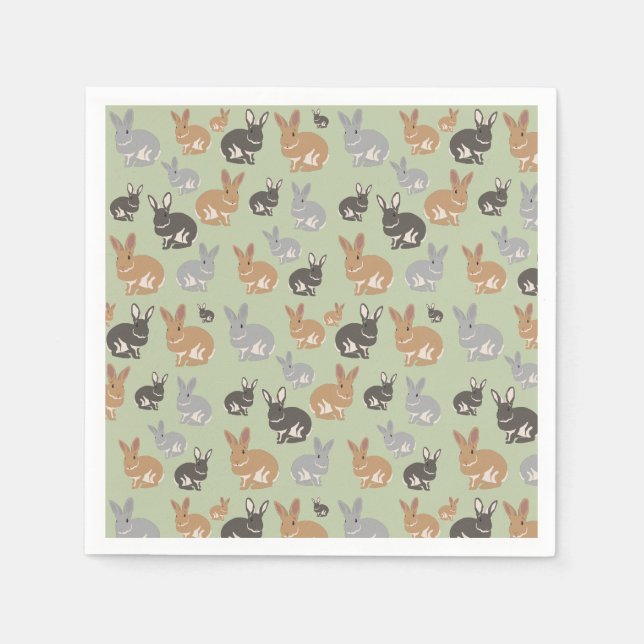 Serviette En Papier Couleurs neutres du Motif de lapin mou (Devant)