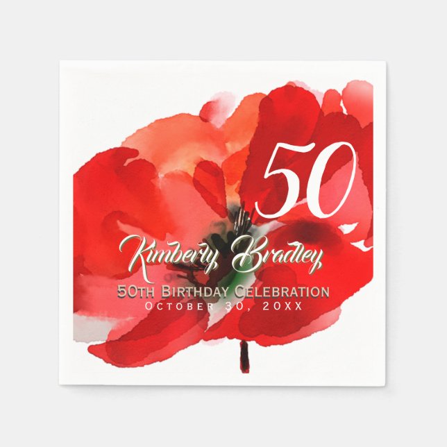 Serviette En Papier Couleurs originales du pavot 50e anniversaire de f (Devant)