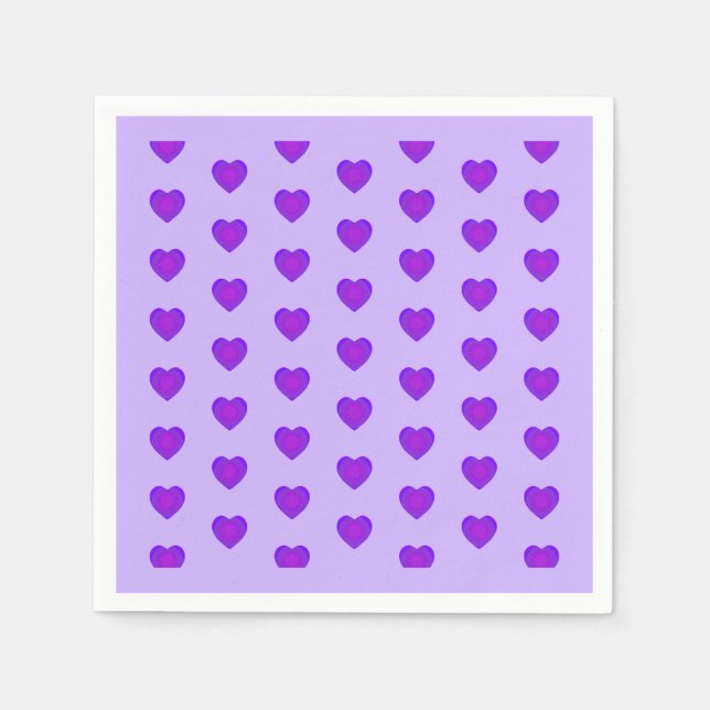 Serviette En Papier Couleurs pastel & coeurs violets battre (Devant)