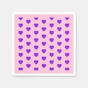 Serviette En Papier Couleurs pastel & coeurs violets battre