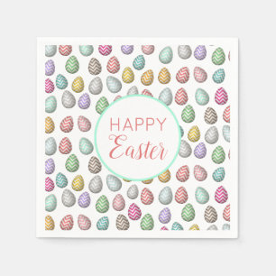 Serviette En Papier Couleurs pastel des Motifs d'oeufs de Pâques
