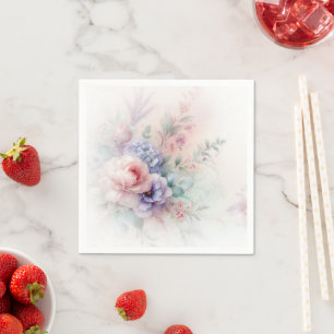 Serviette En Papier Couleurs pastel élégantes personnalisées Fleurs aq