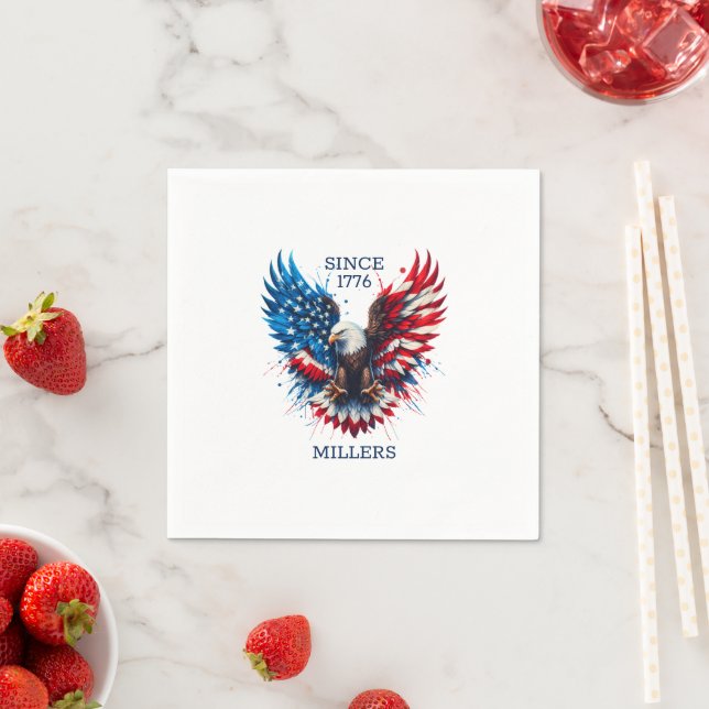 Serviette En Papier Couleurs patriotiques personnalisées Amérique Aigl (En situation)