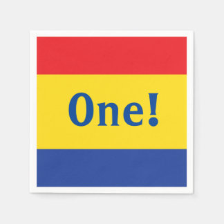 Serviette En Papier Couleurs primaires Rouge Jaune Bleu 1er anniversai