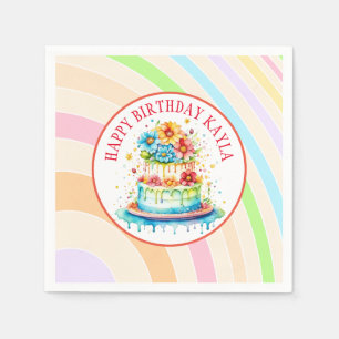 Serviette En Papier Couleurs Rétro et Fête d'Anniversaire