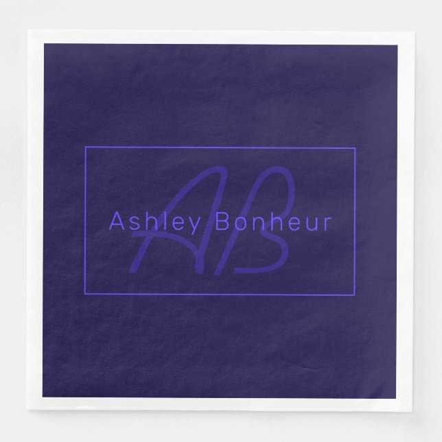 Serviette En Papier Couleurs violettes profondes modernes | Nom et mon (Devant)