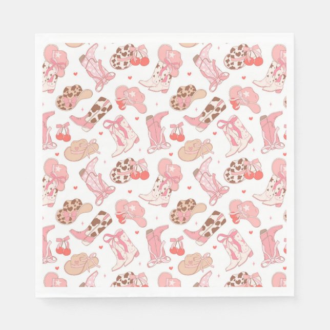 Serviette En Papier Country Girl Cowboy Boots n’Casquette (Devant)