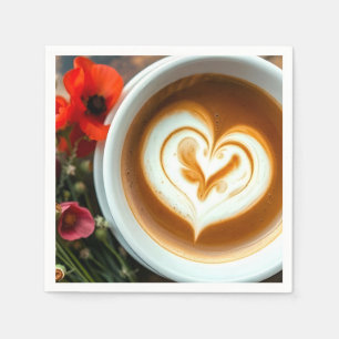 Serviette En Papier Coupe De Café Chaud Avec Forme De Coeur Latte Art