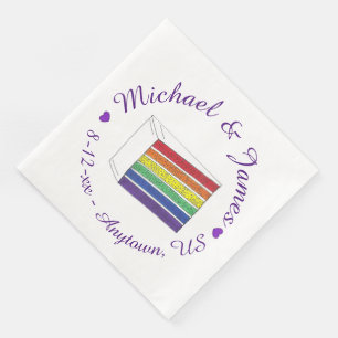 Serviette En Papier Coupe de gâteau Mariage arc-en-ciel Coeur pourpre