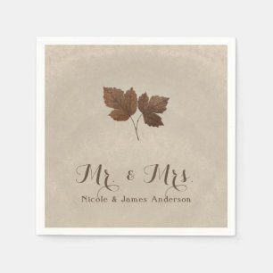 Serviette En Papier Coupe d'or Feuilles d'automne en cuivre élégant