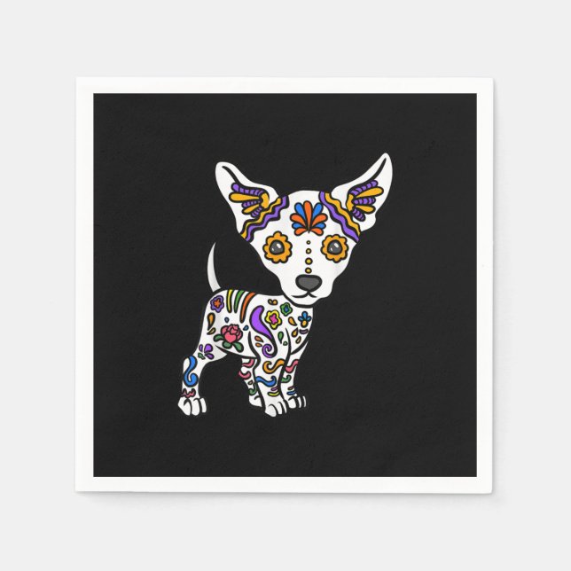 Serviette En Papier coupe sugar skull chihuahua (Devant)