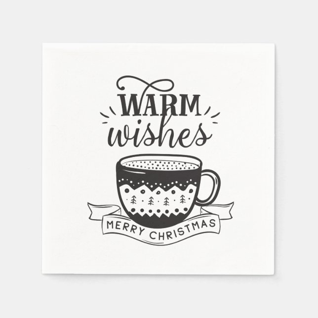 Serviette En Papier Coupe Warm Chaud Café Coca Xmas Typographie (Devant)