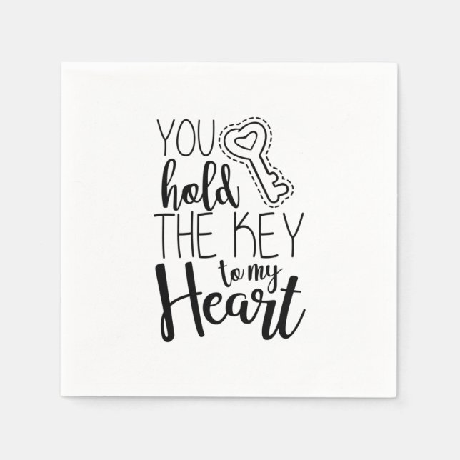 Serviette En Papier Couple Cadeau Vous Tenez La Clé De Mon Coeur (Devant)