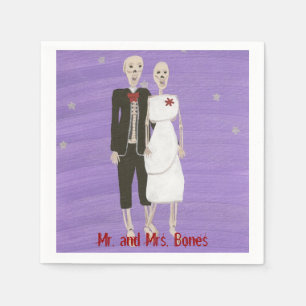 Serviette En Papier Couple de squelettes d'Halloween en smoking et rob