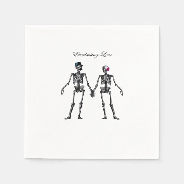 Serviette En Papier Couple de squelettes gothiques (Vieux Rose) Classi (Devant)