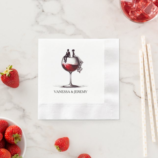 Serviette En Papier Couple de vin rouge (En situation)
