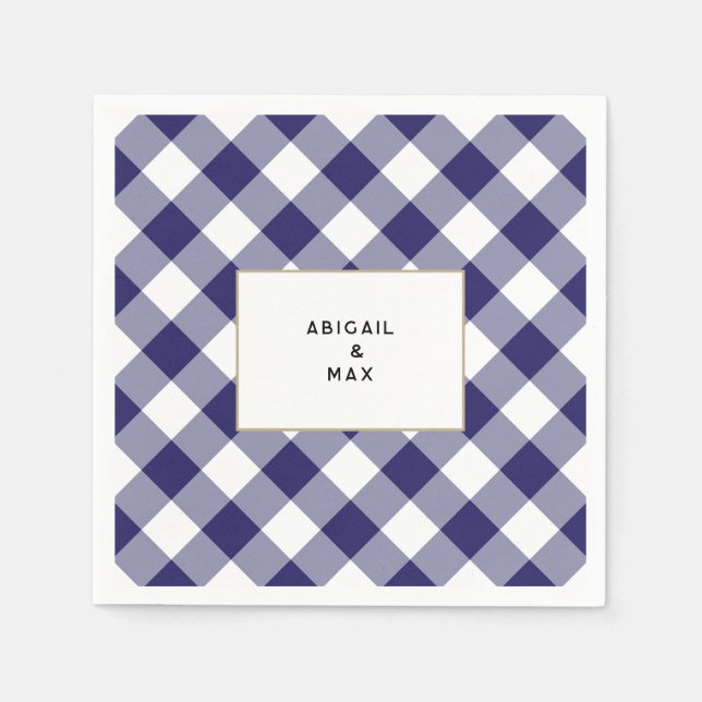 Serviette En Papier Couples Blue En vichy Couples Douche Cocktail (Devant)