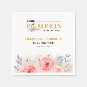 Serviette En Papier Couples Citrouilles blancs Baby shower Floral Lila