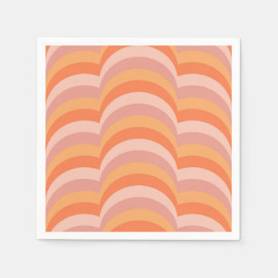 Serviette En Papier Courbes de style rétro rose et orange motif