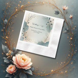 Serviette En Papier Couronne de feuillage bleu poussiéreux beige Bohèm