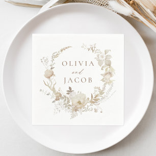 Serviette En Papier Couronne de fleurs élégante vintage pour mariage