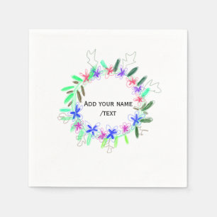 Serviette En Papier couronne de guirlande colorée Noël waadd nom texte