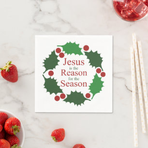 Serviette En Papier Couronne de houx Jésus raison de la saison Noël