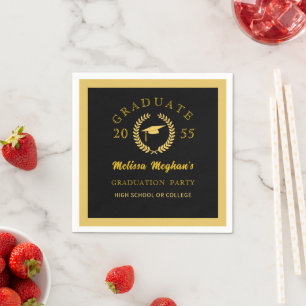 Serviette En Papier Couronne de laurier à capuchon noir élégant pour f