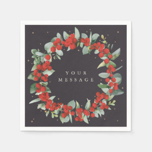 Serviette En Papier Couronne de Noël aux fruits rouges pour fête des F