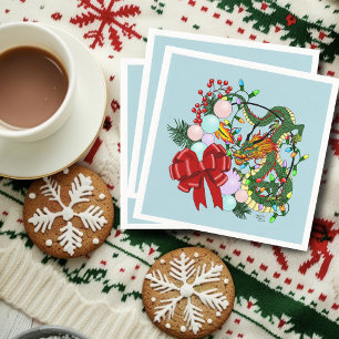 Serviette En Papier Couronne de Noël Dragon Chinois Fantastique