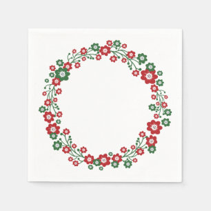 Serviette En Papier Couronne de Noël florale scandinave