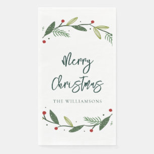 Serviette En Papier Couronne de Noël Joyeux Noël Vacances