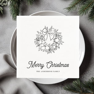 Serviette En Papier Couronne de Noël minimaliste en ligne personnalisé