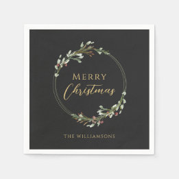 Serviette En Papier Couronne de Noël minimaliste personnalisée