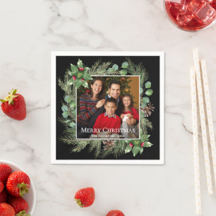 Serviette En Papier Couronne de Noël Photo Fêtes