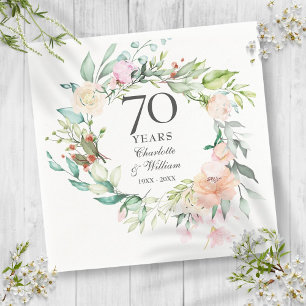 Serviette En Papier Couronne de roses florale 70e anniversaire de mari