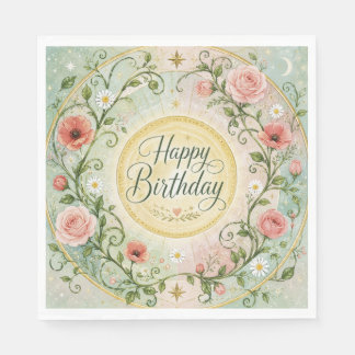 Serviette En Papier Couronne de roses florales célestes vintage