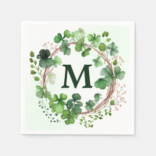 Serviette En Papier Couronne de trèfle vert aquarelle Saint Patrick
