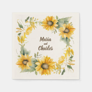 Serviette En Papier Couronne des tournesols : serviettes Mariages pers
