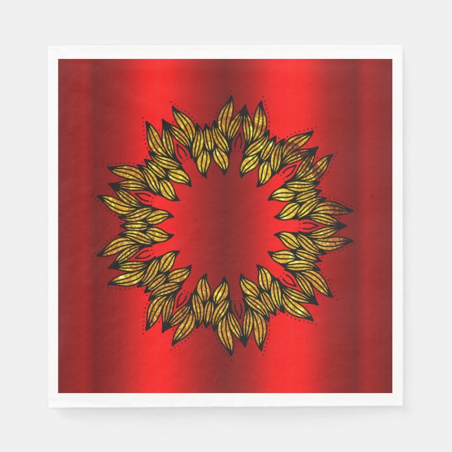 Serviette En Papier Couronne d'or à Noël rouge (Devant)